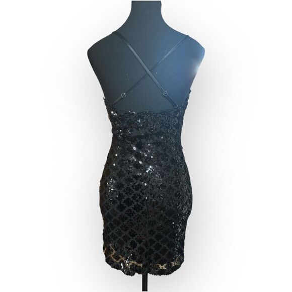 NWOT City Triangles Womens Black Sequin Mini Dress Size XS Juniors - Picture 9 of 12